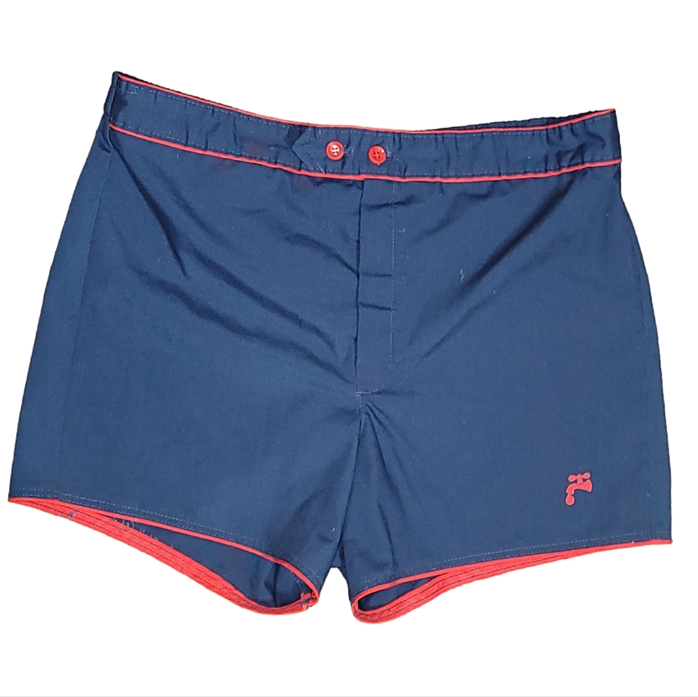 Waterworks Mens Size M32/34 Vtg 1980s Built-in Brief Swim Trunks Made USA Beach